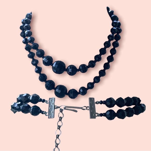 Black Glass Bead Necklaces Vintage Jewelry Lot - Picture 4 of 10